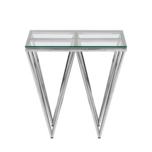 ST-010 CLEAR+SILVER  SIDE TABLE